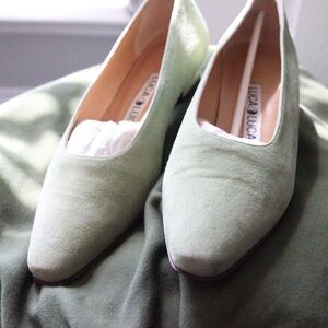 Mint Green Suede Flats with Pointed Toe